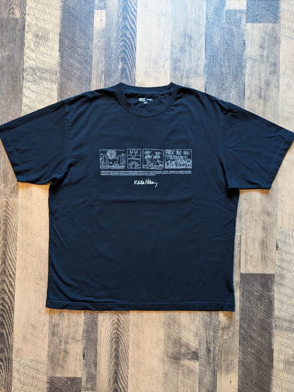 Uniqlo x Keith Haring Subway Drawings Tee XL Black Cotton T-Shirt - Picture 2 of 7